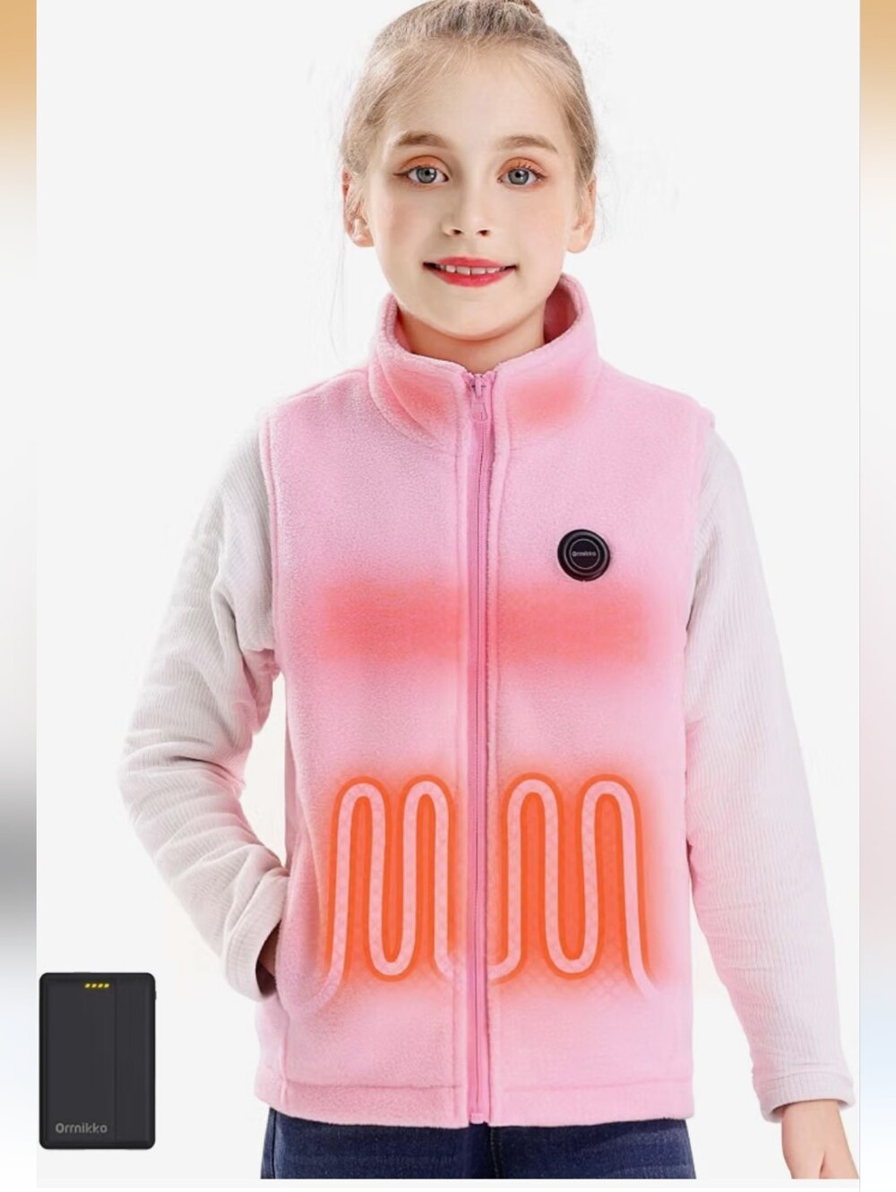 Kids Heated Fleece Vest with Battery Pack